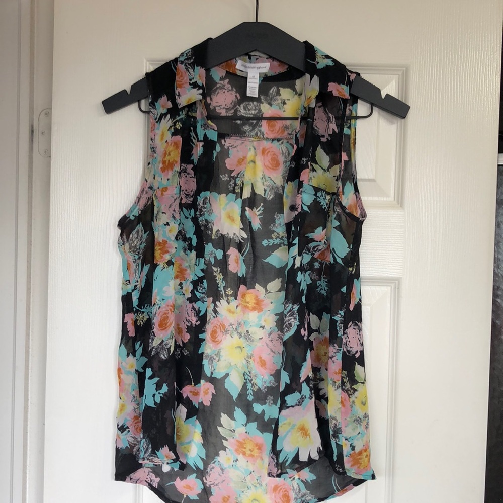 Floral button down tank